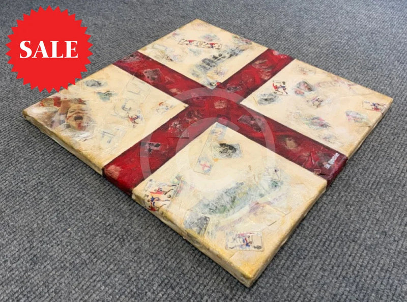 My England Scrapbook Ii - Original Mixed Media Painting By Eva Alexander Embellished With Postage