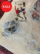My England Scrapbook Ii - Original Mixed Media Painting By Eva Alexander Embellished With Postage