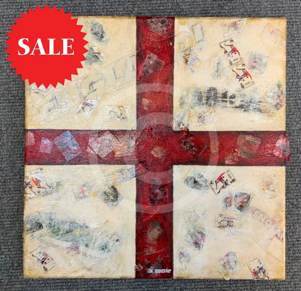My England Scrapbook Ii - Original Mixed Media Painting By Eva Alexander Embellished With Postage