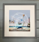 Noah and the Whale by Gary Walton Limited Edition Print, whimsical seaside print of a whale and ship inside a bottle