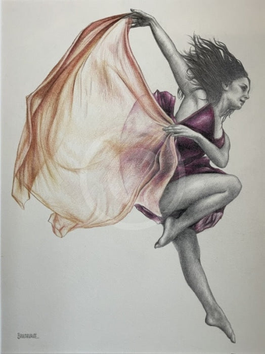 A Study In Amethyst & Gold 1, Original Drawing by Mark Braithwaite - Dancer Drawing