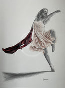 A Study In Crimson & Pearl 2, Original Drawing by Mark Braithwaite - Dancer Drawing