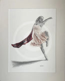 A Study In Crimson & Pearl 2, Original Drawing by Mark Braithwaite - Dancer Drawing
