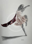 A Study In Crimson & Pearl 2, Original Drawing by Mark Braithwaite - Dancer Drawing