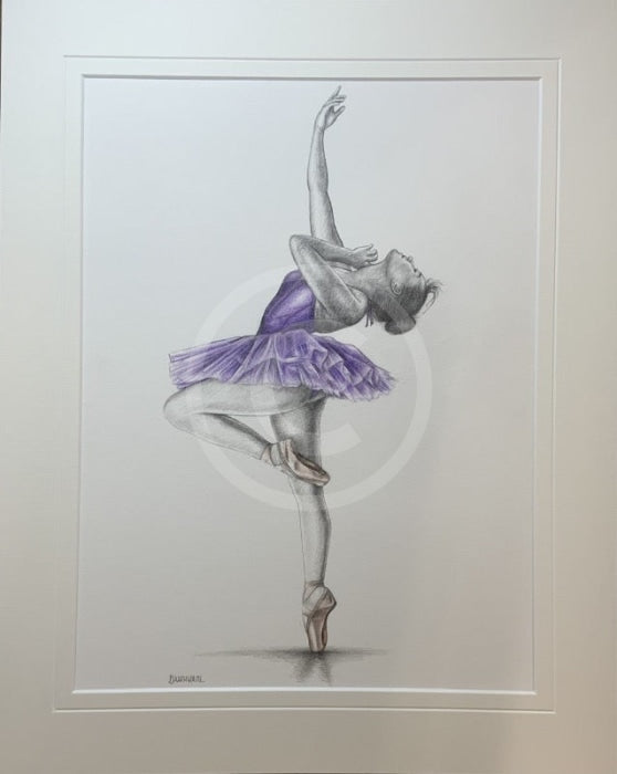 A Study In Lilac 2, Original Drawing by Mark Braithwaite - Ballet Dancer Drawing