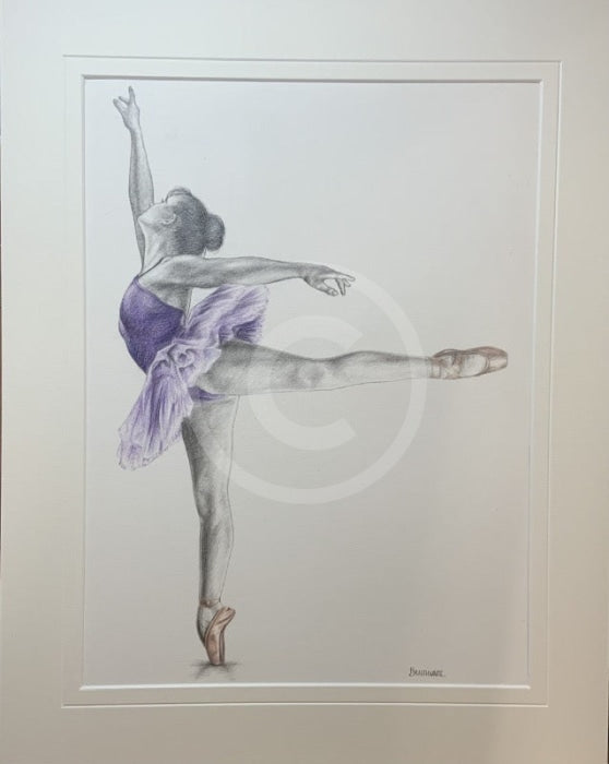 A Study In Lilac 4, Original Drawing by Mark Braithwaite - Ballet Dancer Drawing