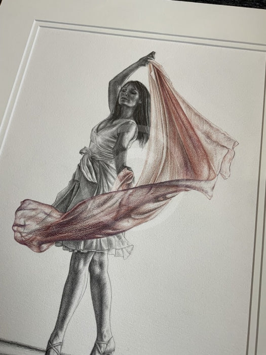 A Study In Peach 1 Original Drawing By Mark Braithwaite - Dancer