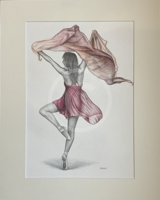 A Study In Peach & Wine 1, Original Drawing by Mark Braithwaite - Dancer Drawing