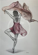 A Study In Peach & Wine 1, Original Drawing by Mark Braithwaite - Dancer Drawing