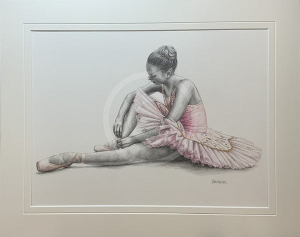 A Study In Pink 11 Original Drawing By Mark Braithwaite - Ballet Dancer