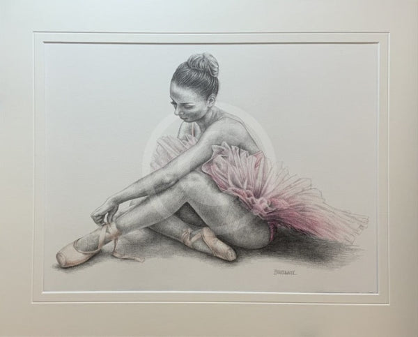 A Study In Pink 3, Original Drawing by Mark Braithwaite - Ballet Dancer Drawing