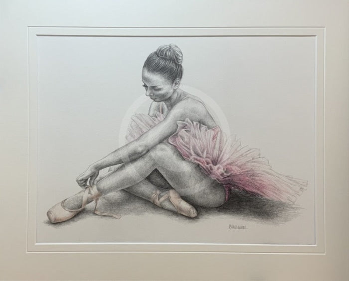 A Study In Pink 3, Original Drawing by Mark Braithwaite - Ballet Dancer Drawing