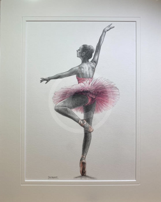 A Study In Pink 8, Original Drawing by Mark Braithwaite - Ballet Dancer Drawing