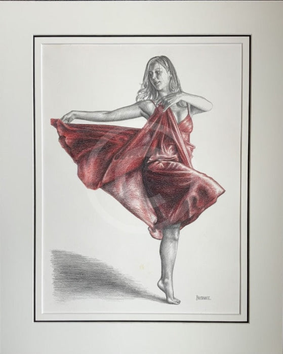 A Study In Red & Black 5, Original Drawing by Mark Braithwaite - Dancer Drawing