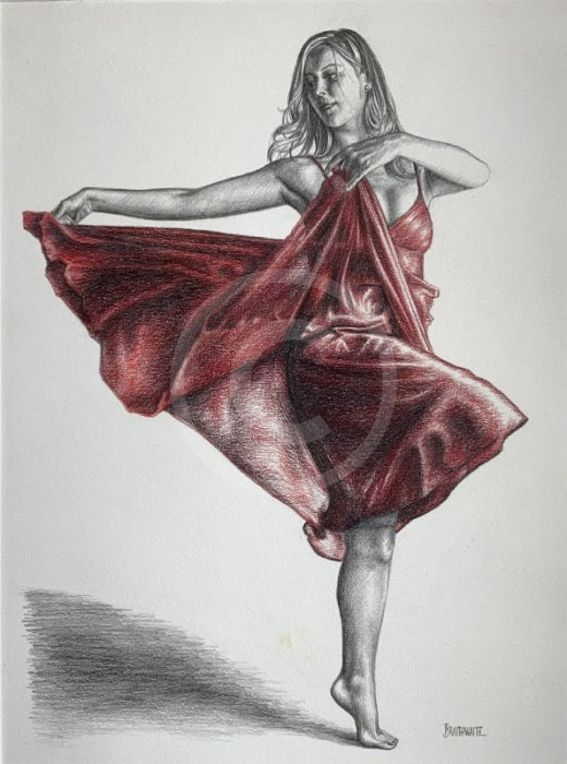 A Study In Red & Black 5, Original Drawing by Mark Braithwaite - Dancer Drawing