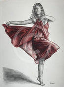 A Study In Red & Black 5, Original Drawing by Mark Braithwaite - Dancer Drawing