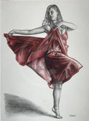 A Study In Red & Black 5, Original Drawing by Mark Braithwaite - Dancer Drawing