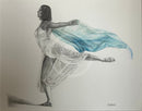 Arabesque in Blue 1,  Original Drawing by Mark Braithwaite - Dancer Drawing