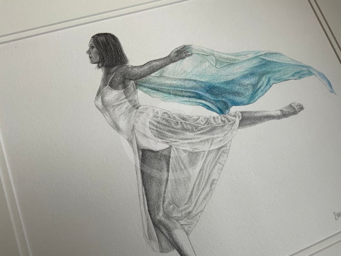 Arabesque in Blue 1,  Original Drawing by Mark Braithwaite - Dancer Drawing