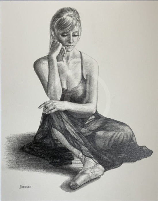 At Rest,  Original Drawing by Mark Braithwaite - Ballet Dancer Drawing