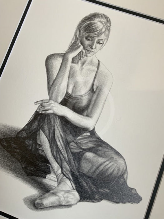 At Rest,  Original Drawing by Mark Braithwaite - Ballet Dancer Drawing