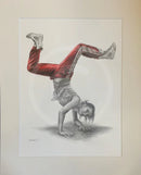 B- Girl in Red II-Original Drawing by Mark Braithwaite