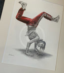 B- Girl in Red II-Original Drawing by Mark Braithwaite