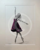 Dark Magenta 1, Original Drawing by Mark Braithwaite - Ballet Dancer Drawing
