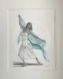 Dégagé in Pale Blue, Original Drawing by Mark Braithwaite - Dancer Drawing