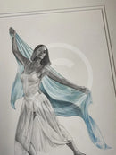 Dégagé in Pale Blue, Original Drawing by Mark Braithwaite - Dancer Drawing