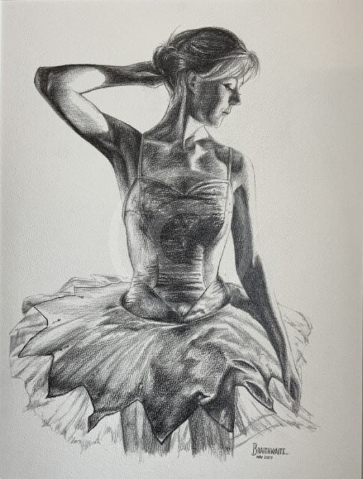 Footlights 1, Original Drawing by Mark Braithwaite - Ballet Dancer Drawing