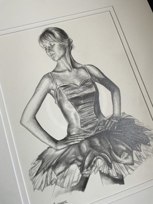 Footlights 2, Original Drawing by Mark Braithwaite - Ballet Dancer Drawing