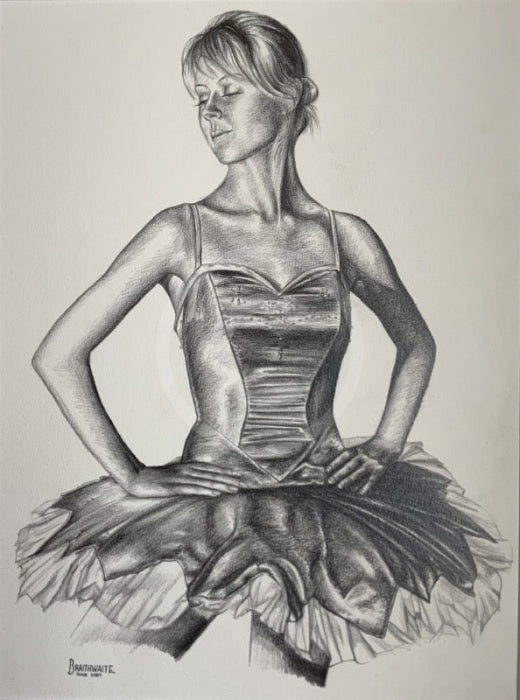 Footlights 2, Original Drawing by Mark Braithwaite - Ballet Dancer Drawing