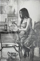 Harmony In Red Study, Original Drawing by Mark Braithwaite - Figurative