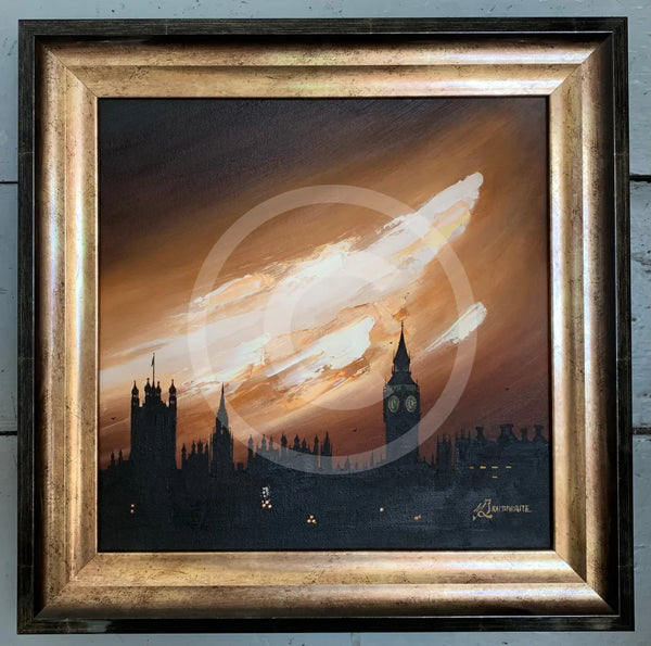 ORIGINAL Mocha Skies, Westminster, London by Mark Braithwaite framed