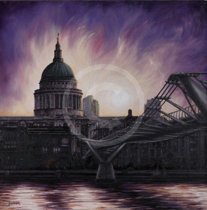 Purple Haze Over London Town I - Original Oil By Mark Braithwaite Oiro £1450