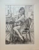 Reflecting, Study 1 - Original Drawing by Mark Braithwaite - Figurative