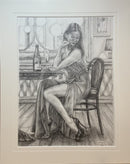 Reflecting, Study 1 - Original Drawing by Mark Braithwaite - Figurative