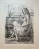 Reflecting, Study 3 - Original Drawing by Mark Braithwaite Figurative