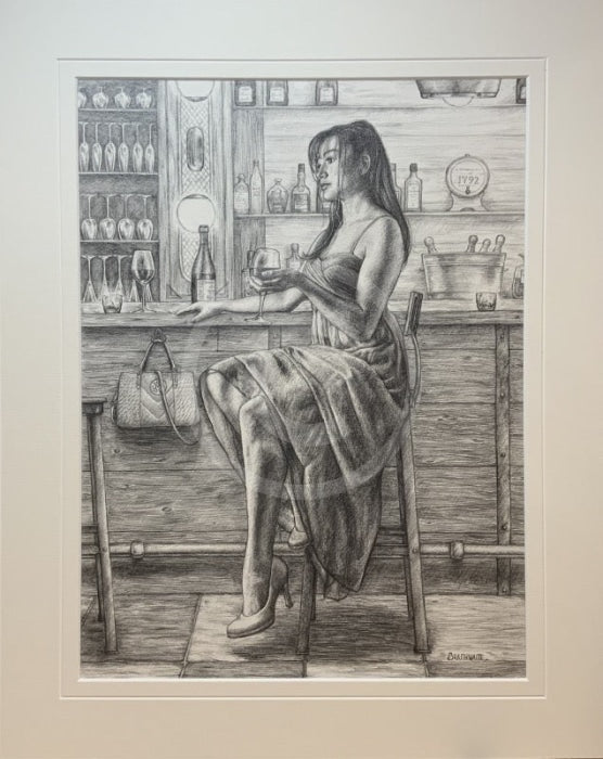 Reflecting, Study 5- Original Drawing by Mark Braithwaite - Figurative