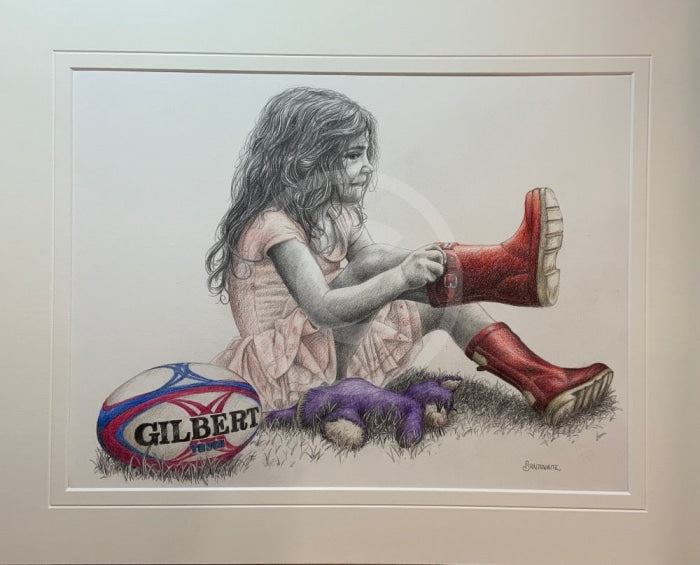 Rosebud, Suited and Booted ORIGINAL Pencil Drawing by Mark Braithwaite
