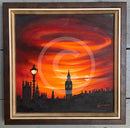 ORIGINAL Sanguine Sunset Embankment at Westminster by Mark Braithwaite Original Painting