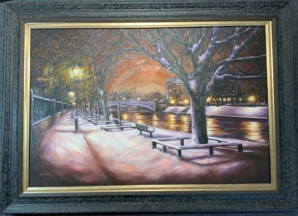 Silent Night, The River Ouse - Original Oil Painting by Mark Braithwaite