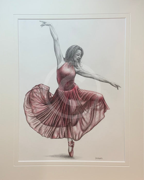 Original The Dancer In Red Study 4 - Ballet Dance Drawing By Mark Braithwaite