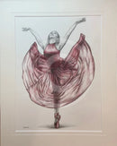 ORIGINAL The Dancer in Red, Study 5 - Ballet Dance Drawing by Mark Braithwaite
