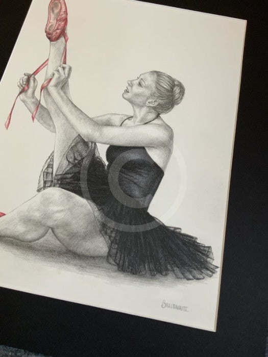 The Red Shoes II-  Original Drawing by Mark Braithwaite - Ballet Dancer Drawing