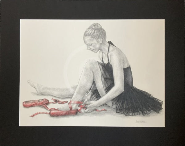 The Red Shoes 3, Original Drawing by Mark Braithwaite - Ballet Dancer Drawing