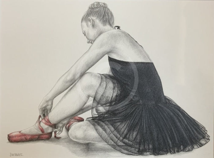 The Red Shoes 5, Original Drawing by Mark Braithwaite - Ballet Dancer Drawing