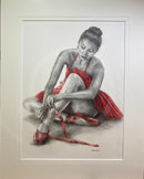 ORIGINAL The Red Tutu 2 - Ballet Dancer Drawing by Mark Braithwaite