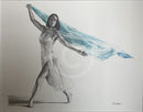 Tombe in Pale Blue, Original Drawing by Mark Braithwaite - Dancer Drawing